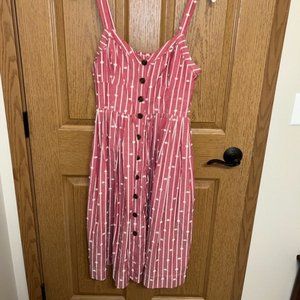 Anthropologie Maeve Red Striped Midi Dress